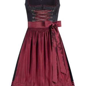 Midi Dirndl 70 cm schwarz dunkelrot Klara 016556 ~ 38