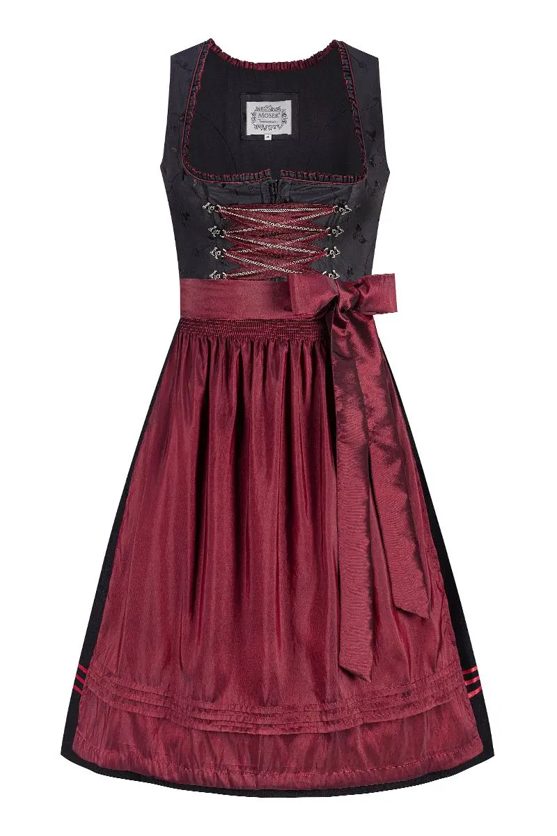 Midi Dirndl 70 cm schwarz dunkelrot Klara 016556 ~ 36