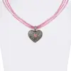 Trachtencollier mit Herzanhänger verschiedenfarbig 008416 ~ rosa