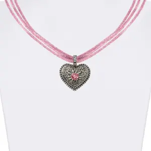 Trachtencollier mit Herzanhänger verschiedenfarbig 008416 ~ rosa