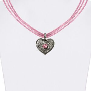 Trachtencollier mit Herzanhänger verschiedenfarbig 008416 ~ rosa
