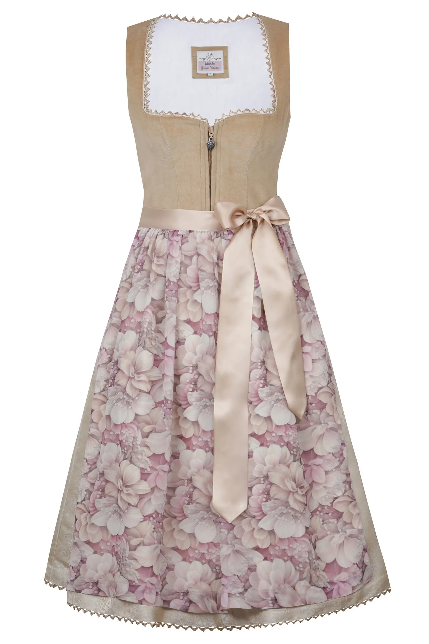 Dirndl PULLACH (65 cm) taupe ~ 32 ~ beige