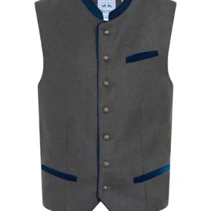 Kinder Trachtenweste grau dunkelblau Loden Basti 010771 ~ 98
