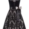 Midi Dirndl 65 cm schwarz taupe Samt Greta 014459 ~ 34