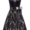 Midi Dirndl 65 cm schwarz taupe Samt Greta 014459 ~ 34