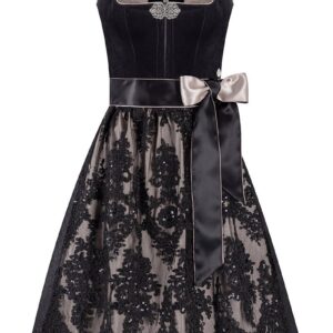 Midi Dirndl 65 cm schwarz taupe Samt Greta 014459 ~ 36