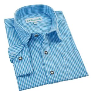 Kinder Trachtenhemd langarm blau kariert 003545 ~ 68