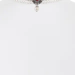 Perlenkropfband mit Strass-Ornament ~ rot