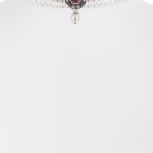 Perlenkropfband mit Strass-Ornament ~ rot