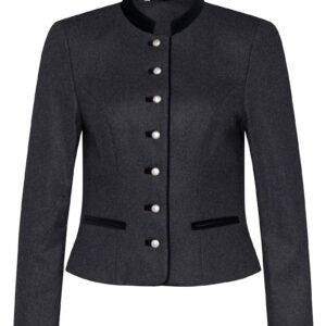 Damen Lodenjacke anthrazit schwarz mit Samtkragen Ebbs 004841 ~ 38