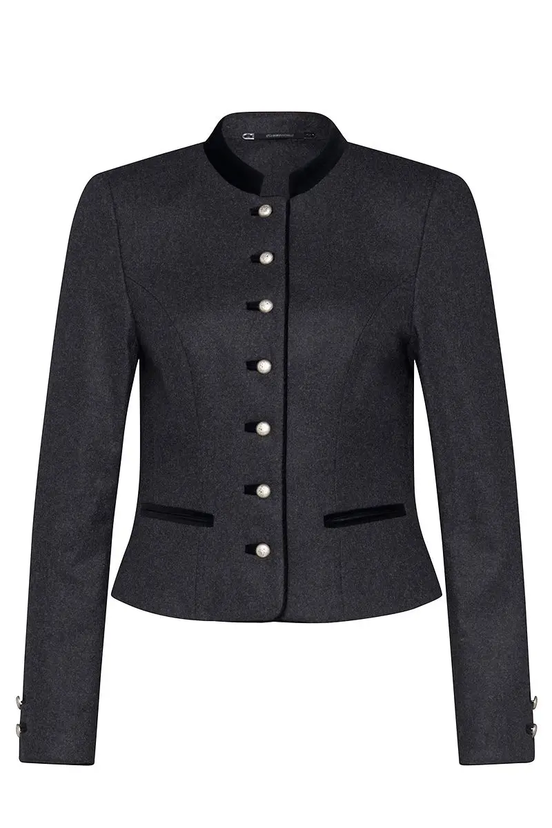 Damen Lodenjacke anthrazit schwarz mit Samtkragen Ebbs 004841 ~ 38