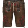 Lederhose kurz mit Gürtel braun rot bestickt SSV Jahn Regensburg 009809 ~ 94