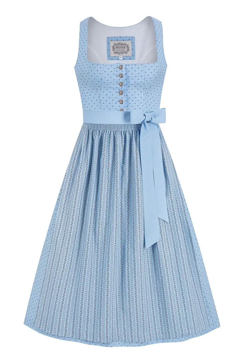 Dirndl lang 85 cm hellblau gemustert Sophie 014668 ~ 36