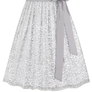 Dirndlschürze floral gemustert (70 cm) ~ XS ~ silbergrau