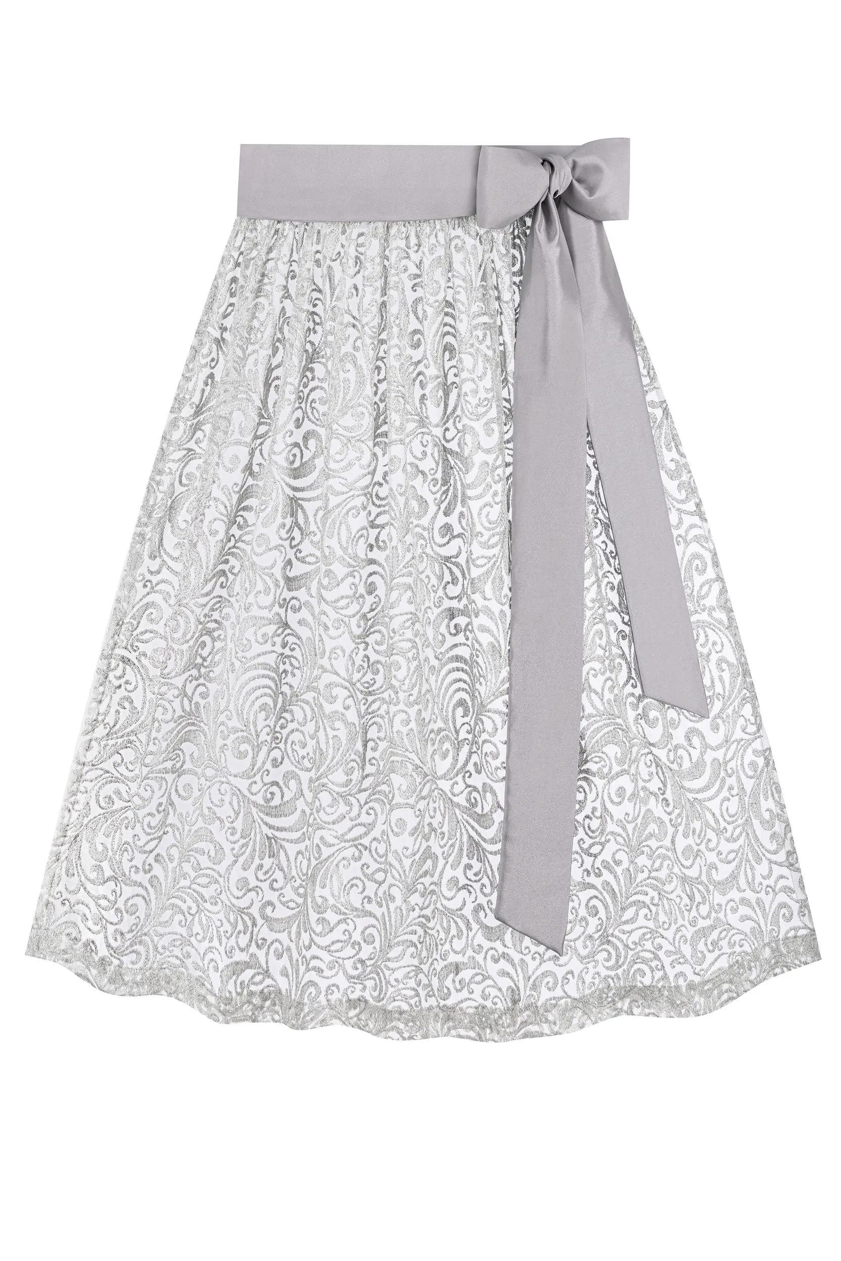 Dirndlschürze floral gemustert (70 cm) ~ XS ~ silbergrau