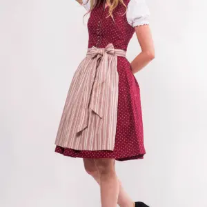 Mini Dirndl 60 cm dunkelrot creme Valentina 009058 ~ 38