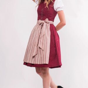Mini Dirndl 60 cm dunkelrot creme Valentina 009058 ~ 30