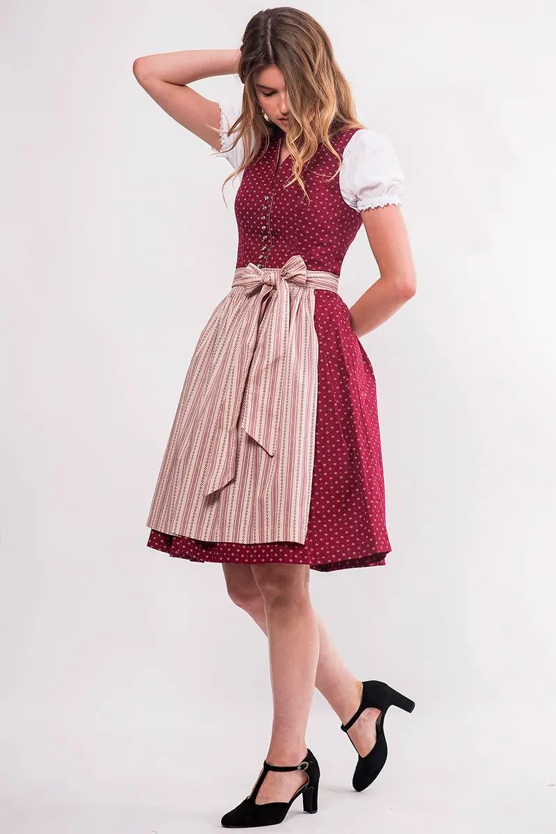 Mini Dirndl 60 cm dunkelrot creme Valentina 009058 ~ 38