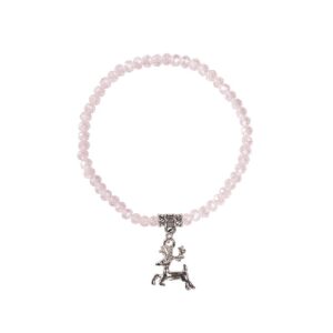 Kristallarmband mit Hirsch-Anhänger verschiedenfarbig 008464 ~ rosa