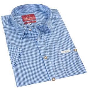 Trachtenhemd kurzarm dunkelblau kariert Andy 010273 ~ S
