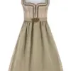 Midi Dirndl 65 cm taupe salbei Leni 015773 ~ 42
