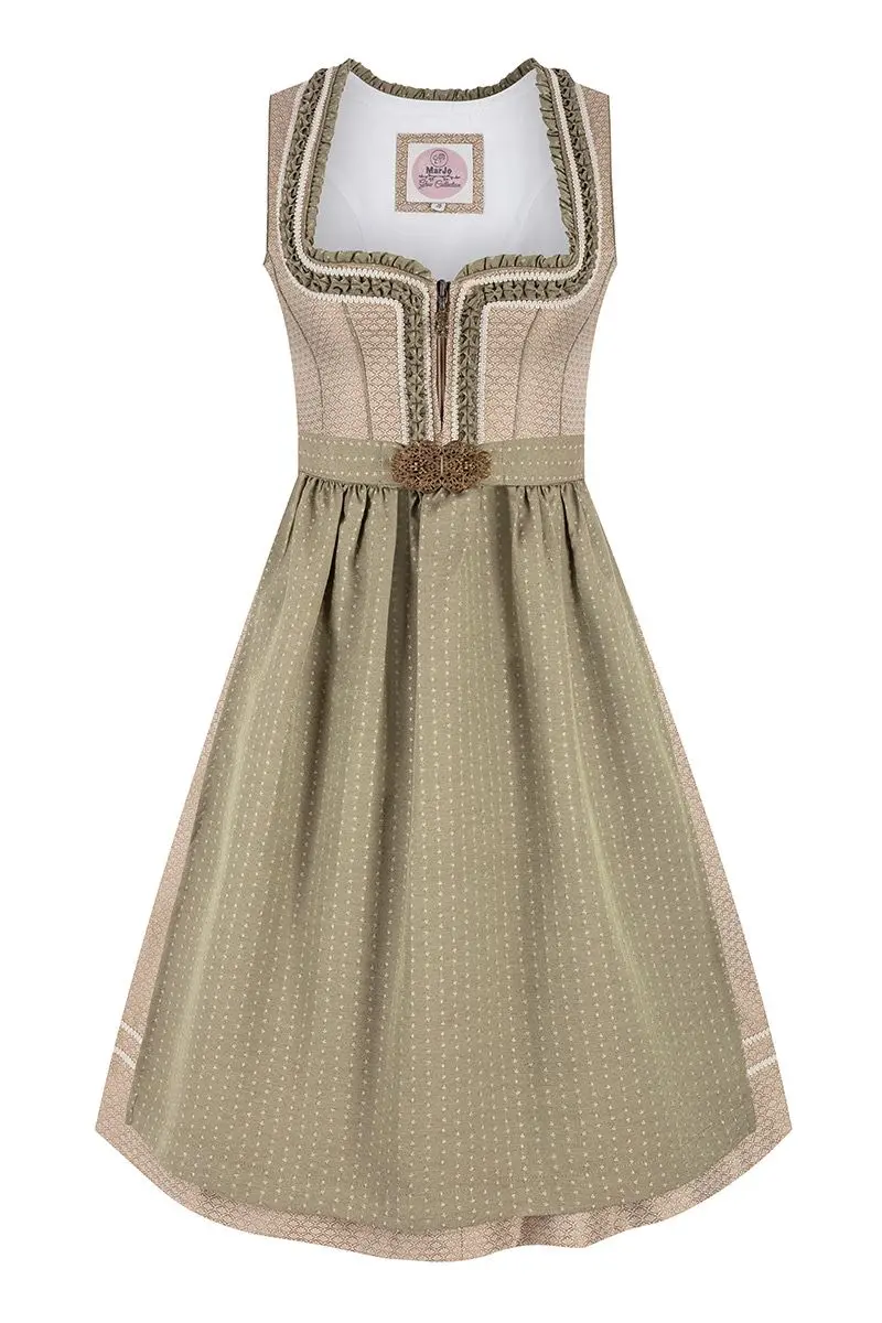 Midi Dirndl 65 cm taupe salbei Leni 015773 ~ 42