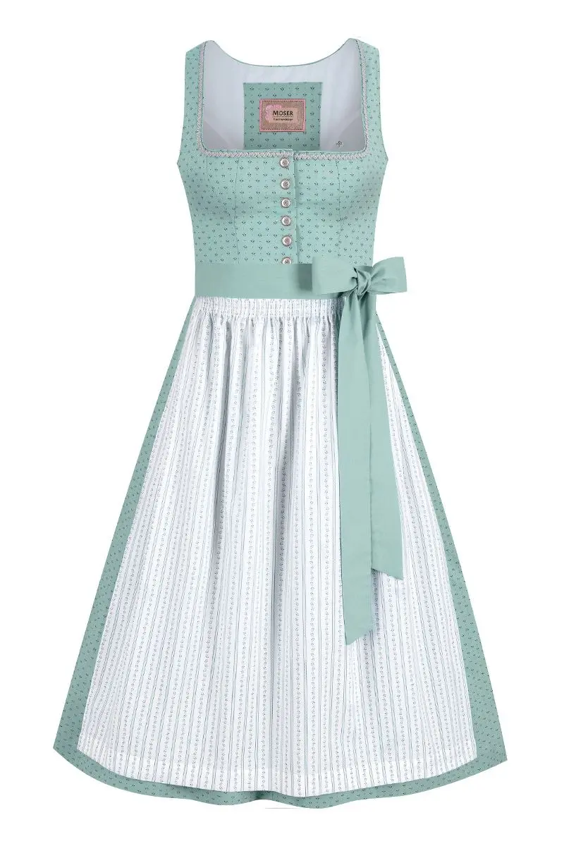 Dirndl lang 85 cm mint weiß Melinda 014669 ~ 36