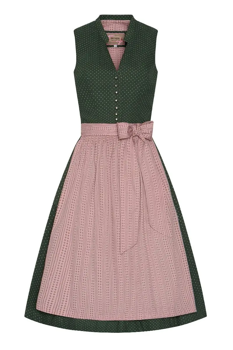 Midi Dirndl 65 cm grün altrosa Valentina 014425 ~ 32