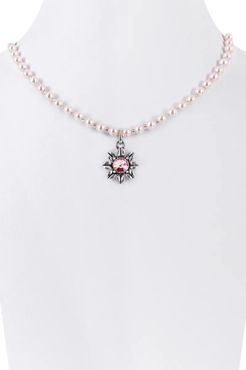 Kinder Perlencollier mit Strassblüte ~ rosa