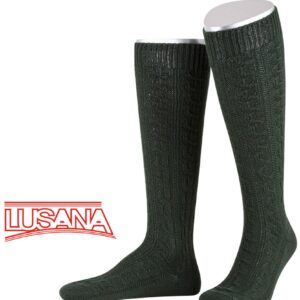 Trachten Kniestrümpfe mit Zopfmuster (Merino) ~ 38-39 ~ dunkelgrün
