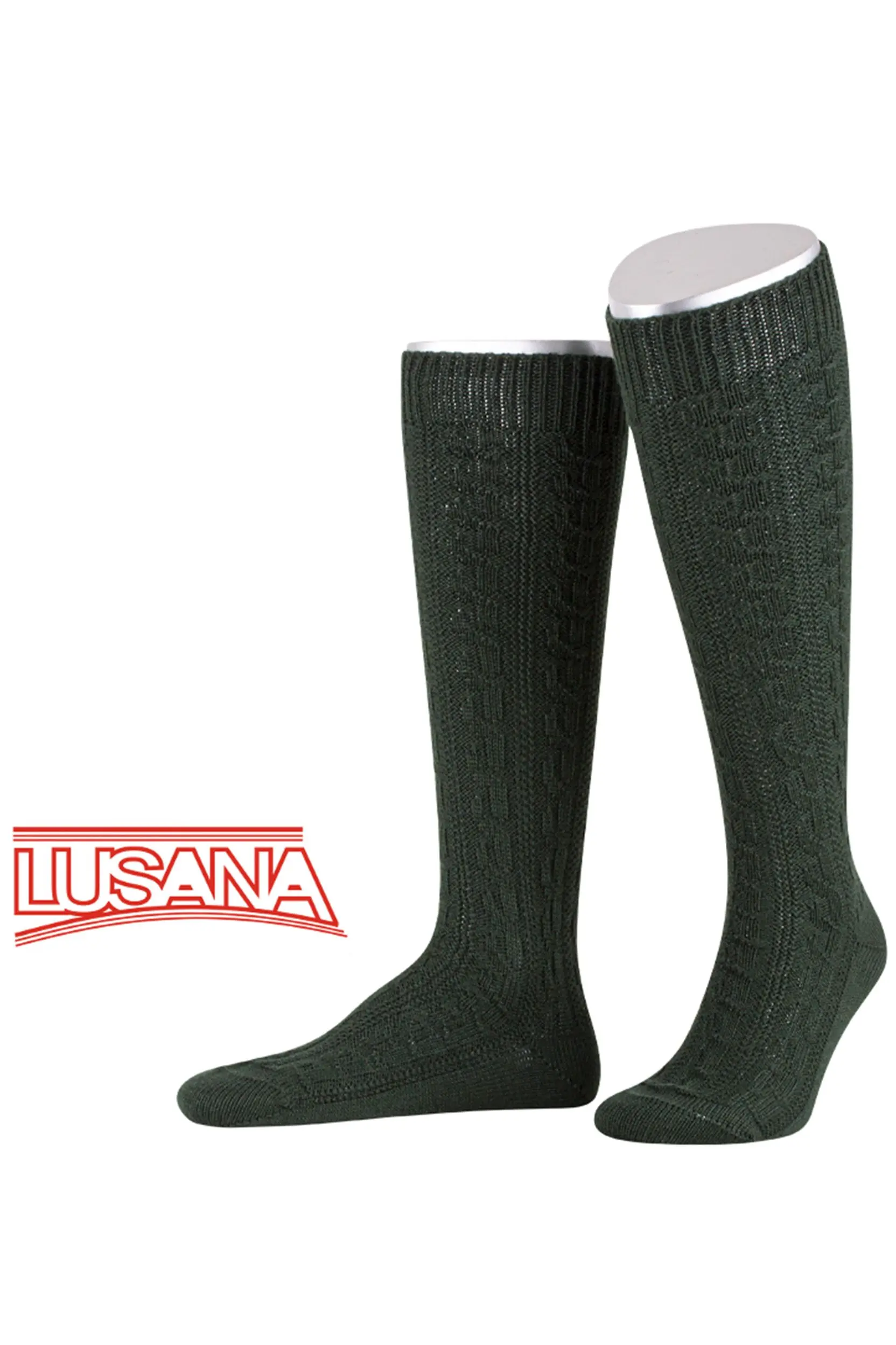 Trachten Kniestrümpfe mit Zopfmuster (Merino) ~ 38-39 ~ dunkelgrün