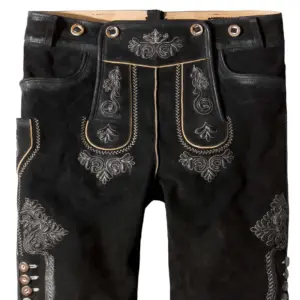 Trachtenlederhose Beppo4 (schwarz gespeckt