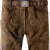 Trachtenlederhose Bertl (stein geäscht-natur