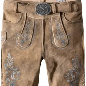 Trachtenlederhose Girgl (senf gespeckt-grau