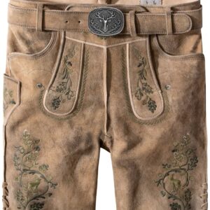Trachtenlederhose Girgl (senf gespeckt-grün