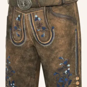 Lederhose Azzuro mit Gürtel – Bild 3