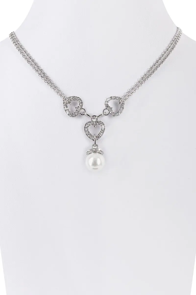 Collier mit Herzen und Perle