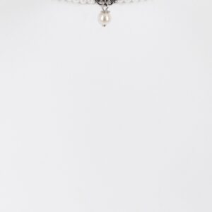 Perlenkropfband mit Strass-Ornament ~ dunkelblau