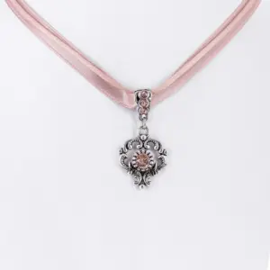 Collier mit Strass-Anhänger ~ altrosa