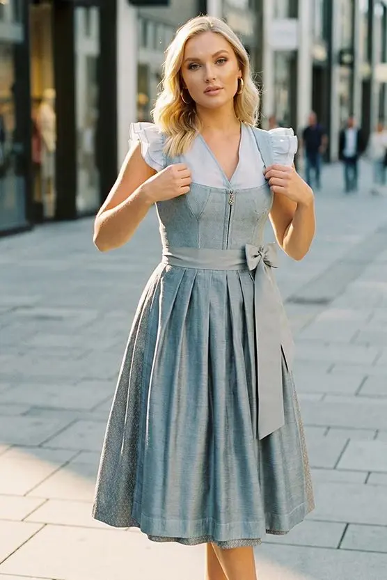 Dirndl FLORENTINE (70 cm) ~ 36 ~ blaugrau
