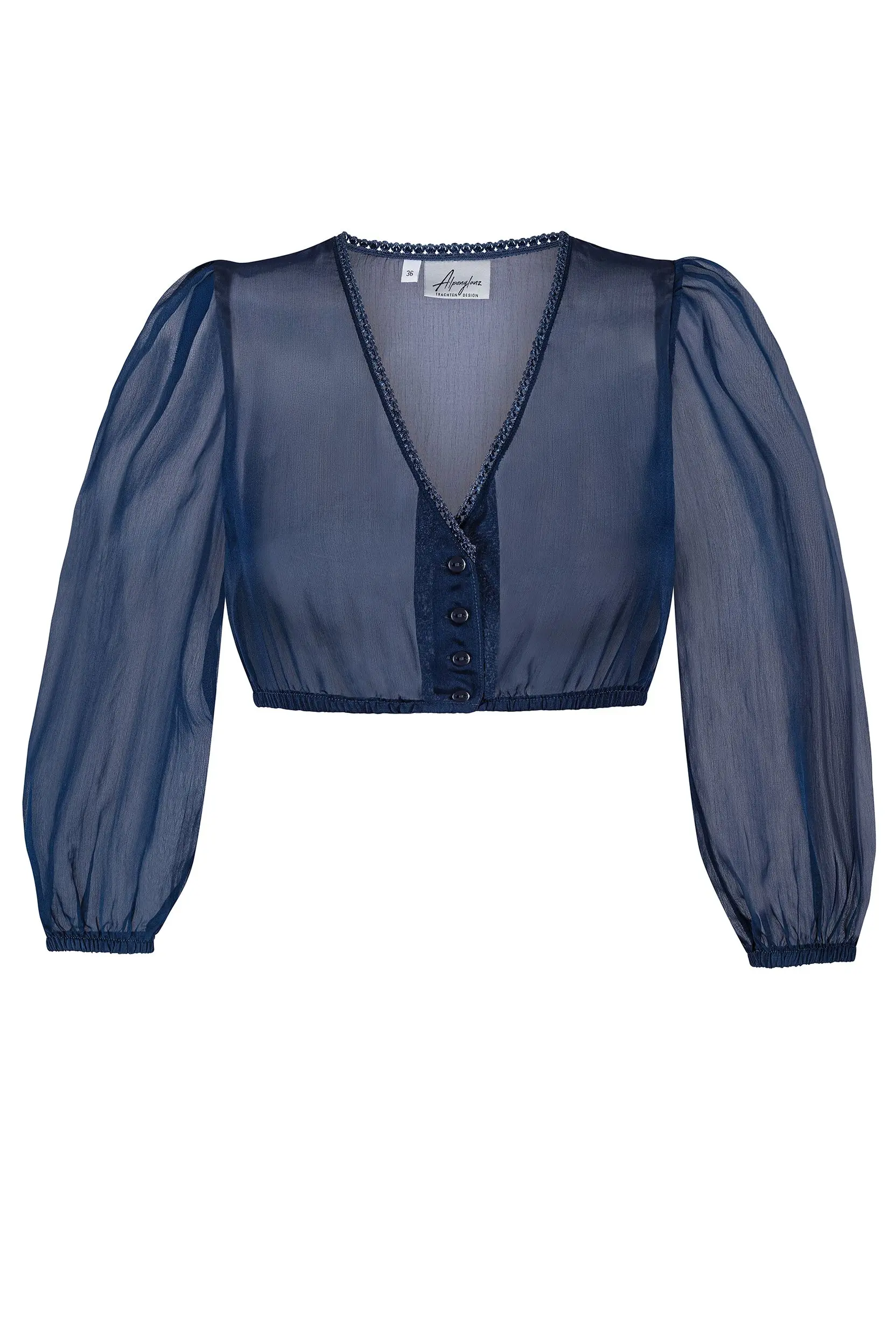 Dirndlbluse aus Chiffon ~ 32 ~ dunkelblau
