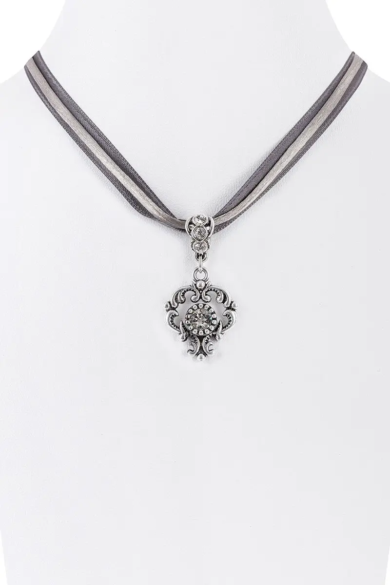 Collier mit Strass-Anhänger ~ grau