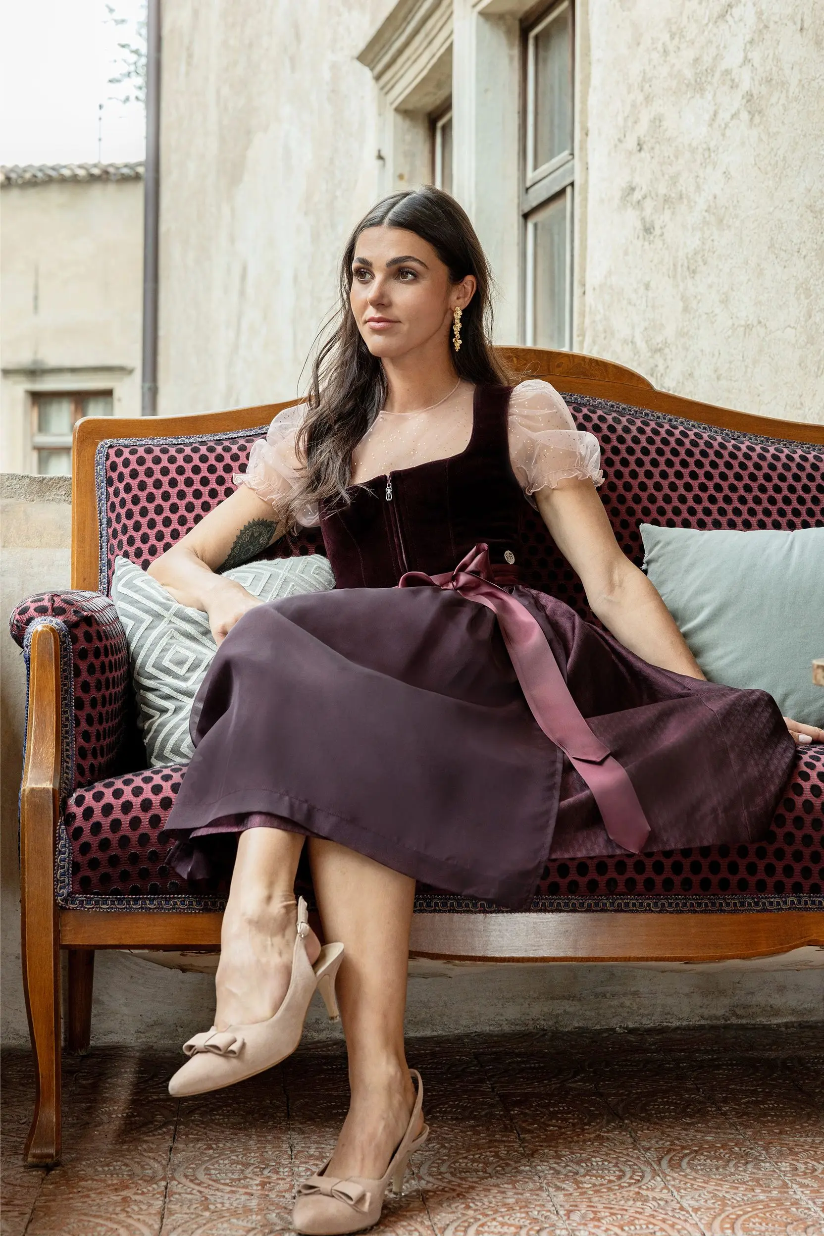 Dirndl BIDINGEN (70 cm) ~ 34 ~ bordeaux