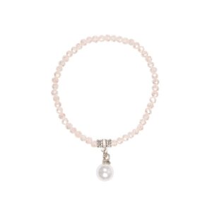 Kristallarmband mit Perlen-Anhänger verschiedenfarbig 008466 ~ rosa
