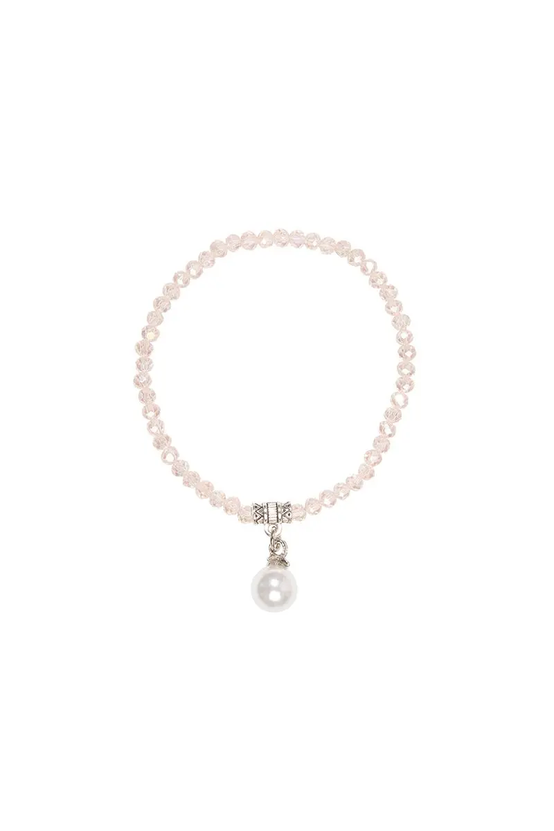 Kristallarmband mit Perlen-Anhänger verschiedenfarbig 008466 ~ rosa