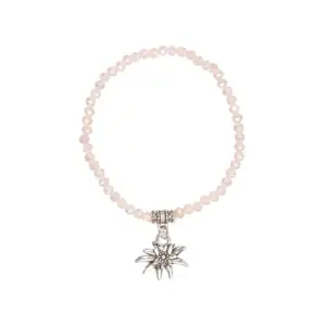Kristallarmband mit Edelweiß-Anhänger verschiedenfarbig 008465 ~ rosa