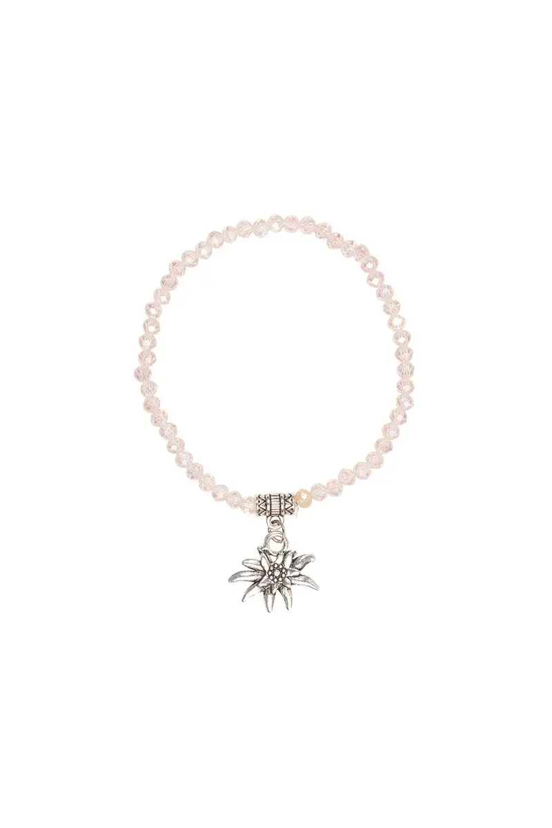 Kristallarmband mit Edelweiß-Anhänger verschiedenfarbig 008465 ~ rosa