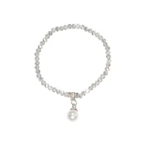 Kristallarmband mit Perlen-Anhänger verschiedenfarbig 008466 ~ silber