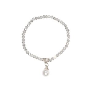 Kristallarmband mit Perlen-Anhänger verschiedenfarbig 008466 ~ silber