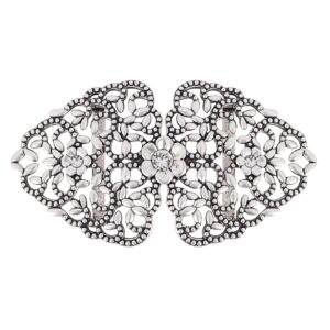 Schürzenschließe mit Strass-Blüten ~ altsilber